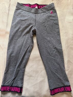 Under Armour Gray Capri Leggings with Pink Trim